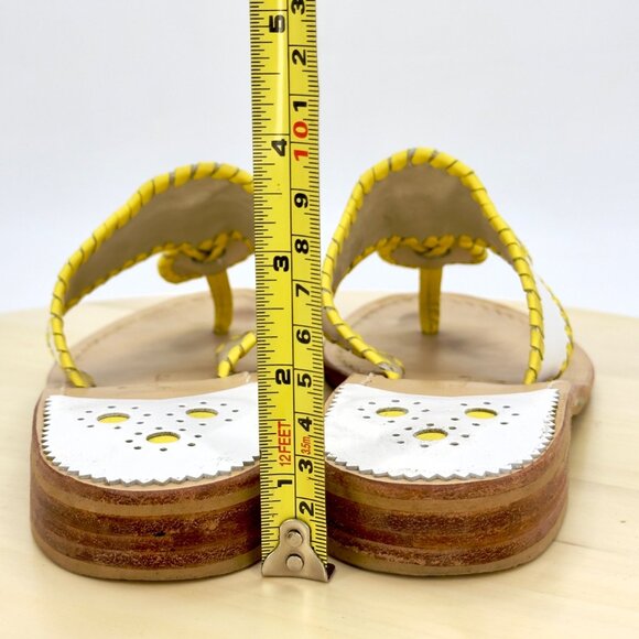 Jack Rogers White Yellow Leather Whipstitched Handmade Thong Sandals Size 7 - Picture 9 of 9